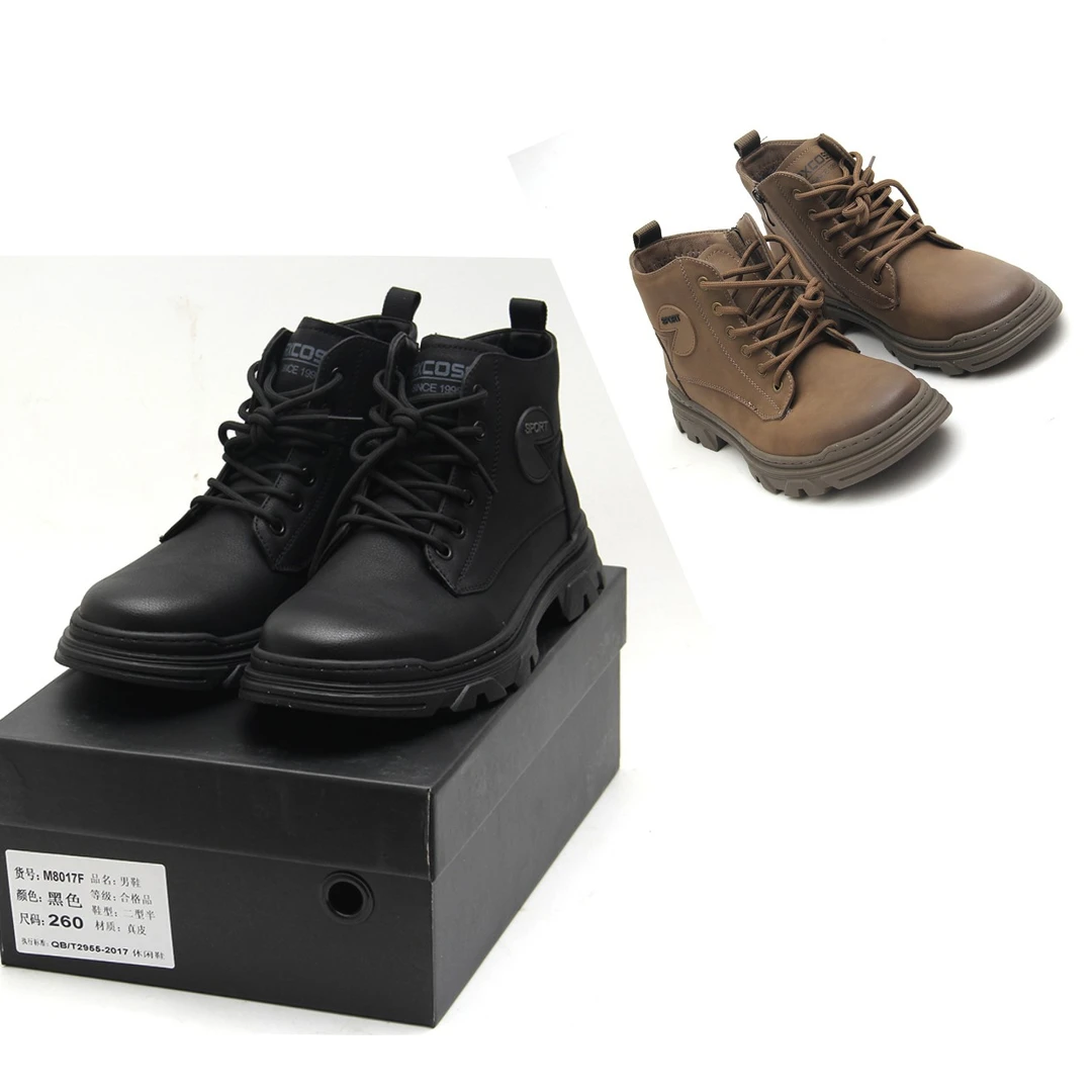 MEIANTAI/美安泰M8017F男鞋时尚真皮马丁靴黑色鞋百搭加绒秋冬