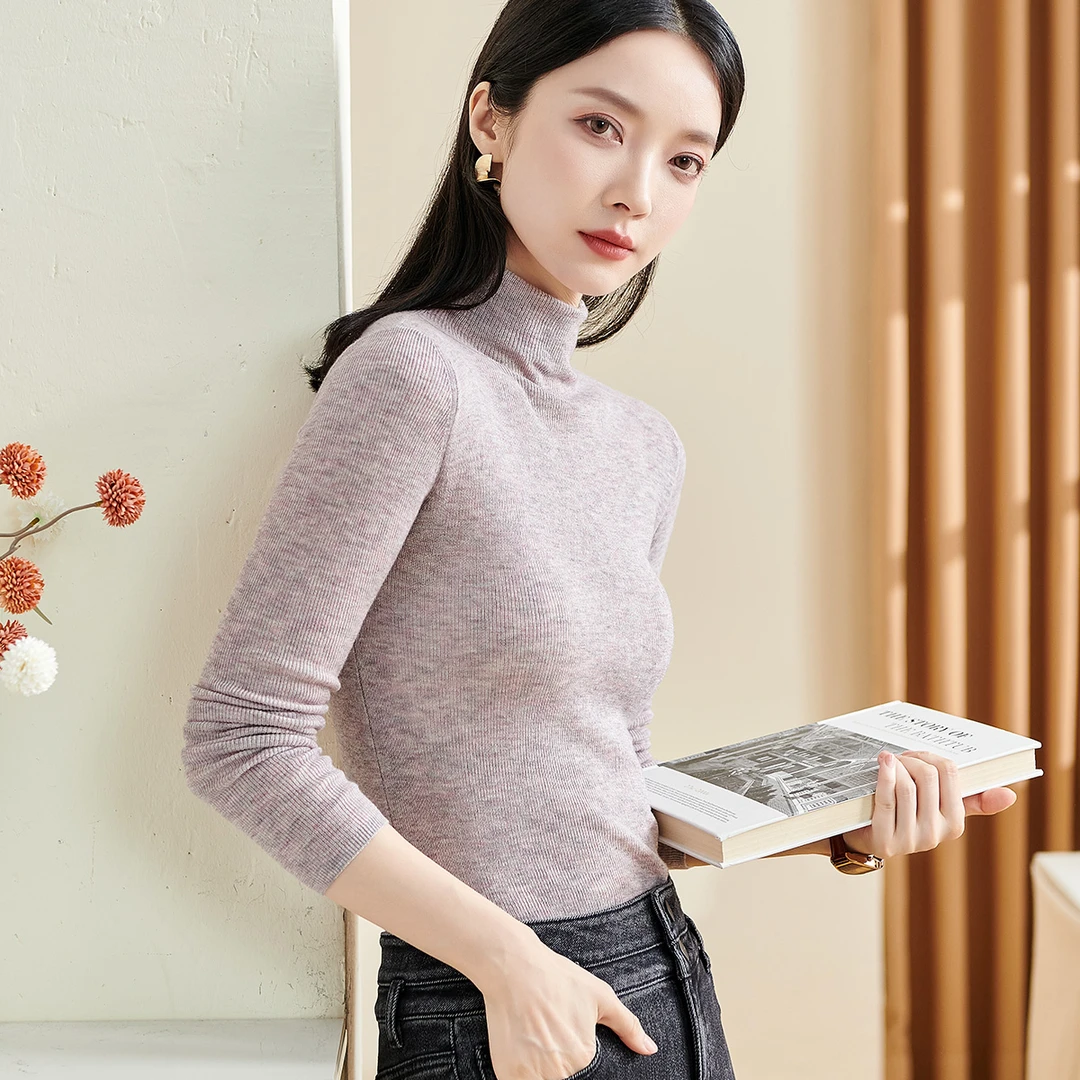 【文君专属】时尚简约百搭紧身打底衫高弹羊毛针织衫女5G22CM2900