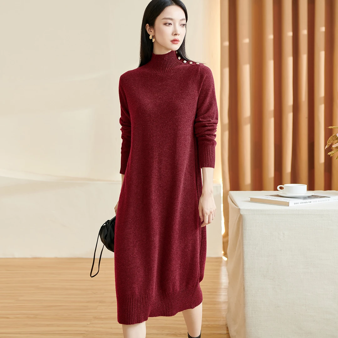 【薇薇专属】休闲知性针织连衣裙纯色裙子女5Y23DL3366