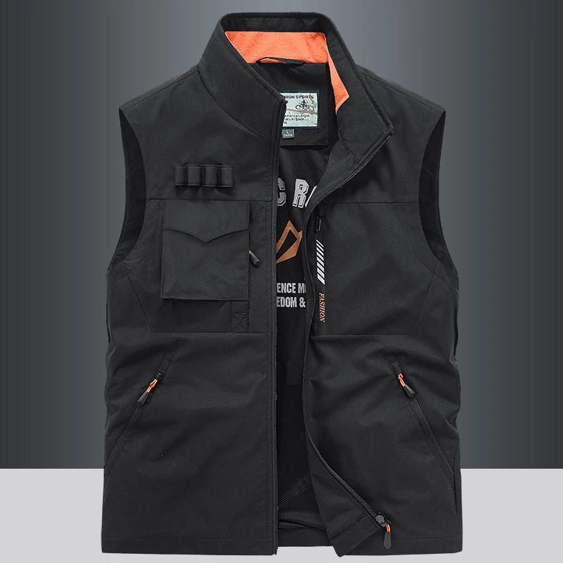 秋季薄款休闲多口袋工装马甲男士春秋宽松大码户外摄影马甲 2366
