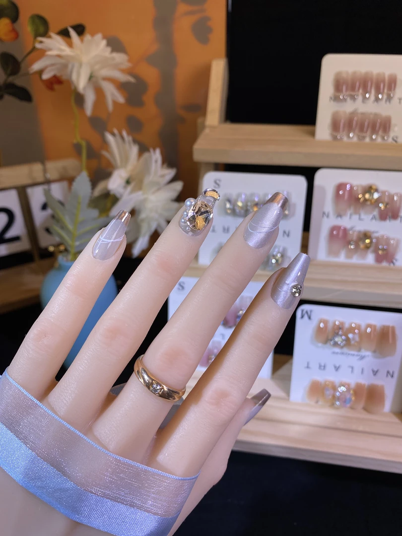 （挚爱）长款纯手工高级美甲穿戴甲指甲贴片网红款指甲盖随意摘戴式