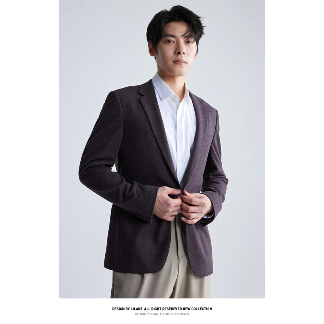 利郎男士秋季商务休闲时尚简约百搭舒适纯色潮流单西外套 A4QDX05