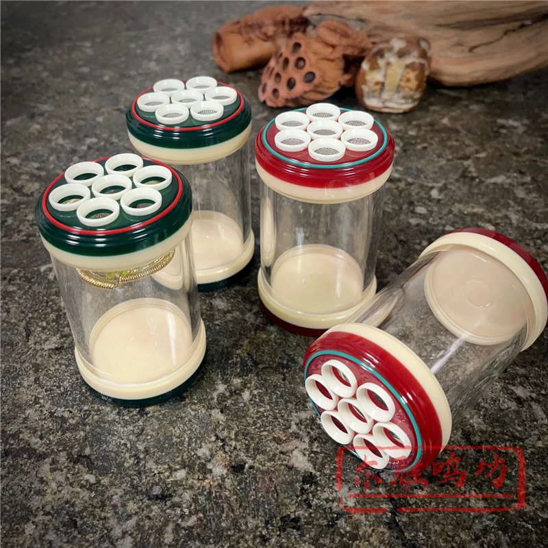 小吕蝈蝈罐海派60罐老密胺七孔双拼骨粉料有机玻璃蝈蝈罐叫罐虫具