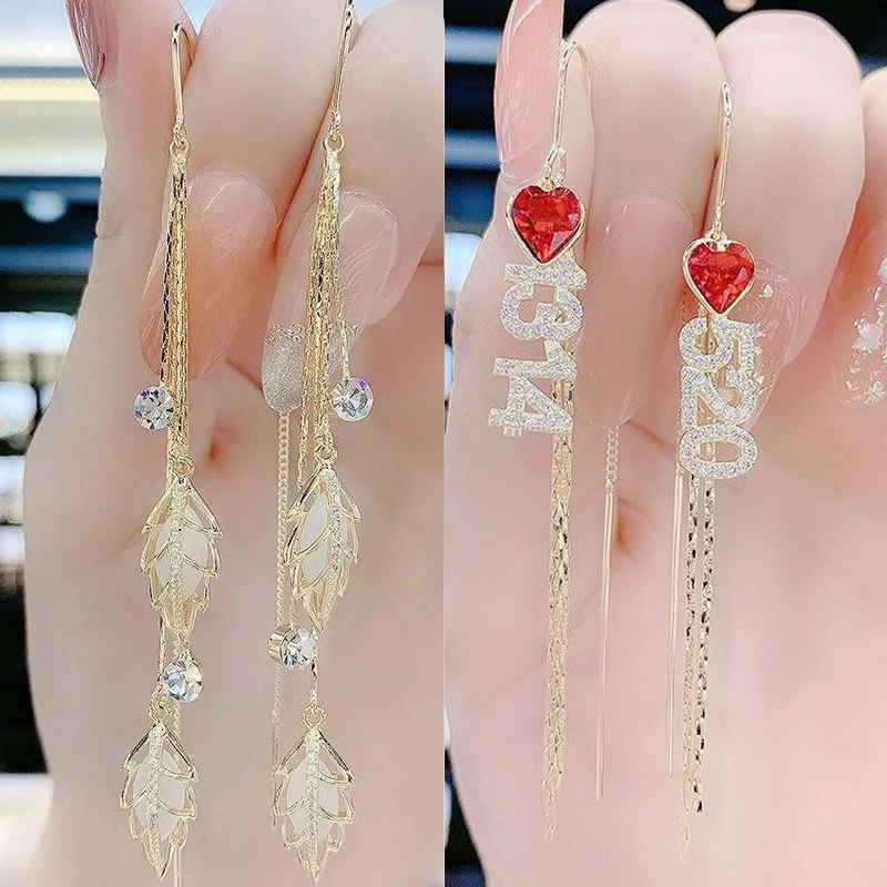 铜合金耳饰 秋冬耳线气质高级感长款防丢耳坠百搭防过敏瘦脸爆款