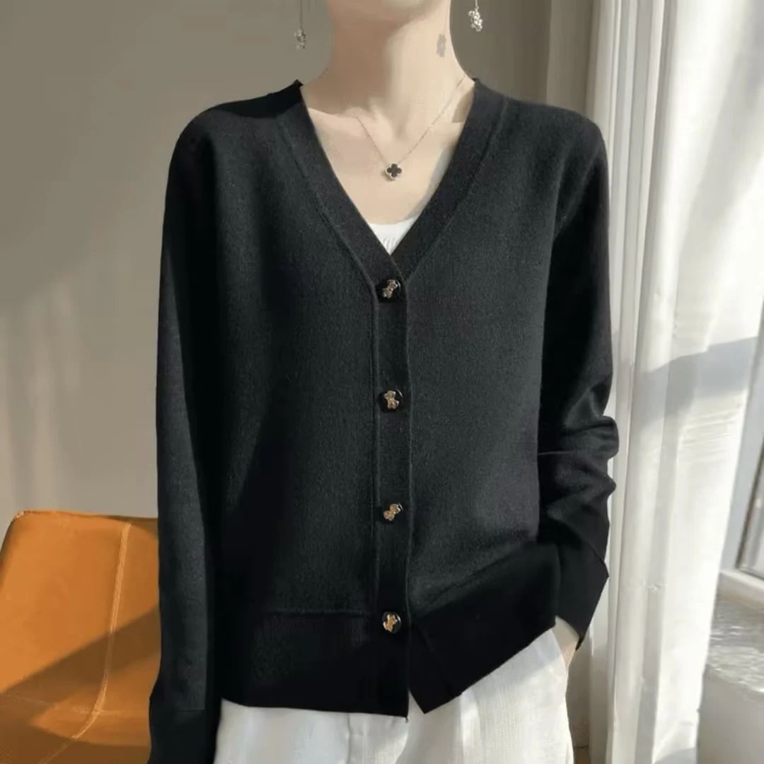 V领短款小开衫毛衣外套女薄款羊毛披肩外搭上衣针织衫409