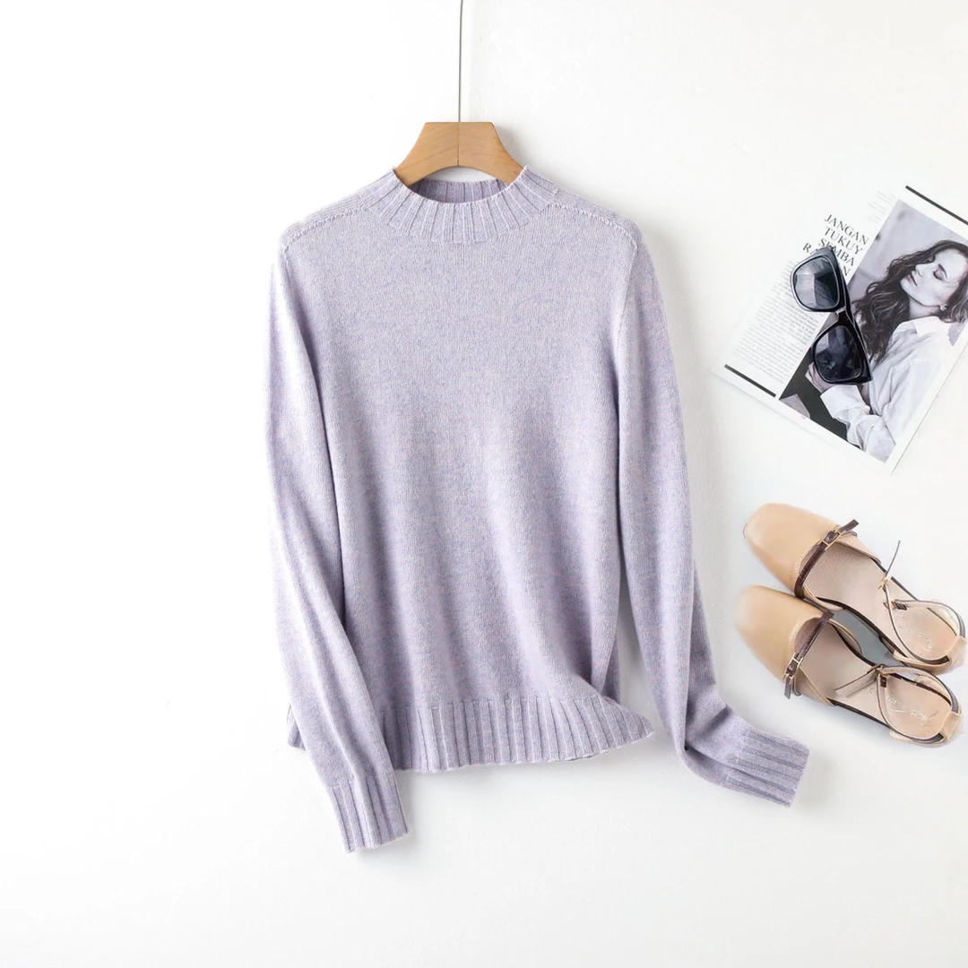 [颜色特美~]100%绵羊毛法式简约半高领针织衫女保暖百搭-P1801