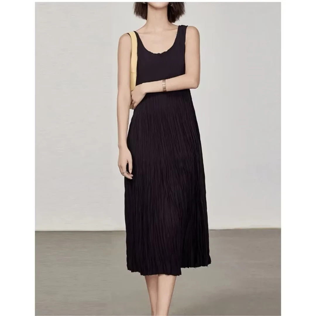 法式冰感免烫三宅褶皱女神背心长裙夏季家居服96078