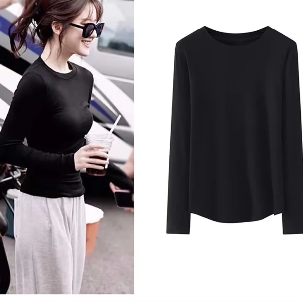 大牌代工厂！秋款醋酸+绵羊毛圆领羊毛打底衫纯色春秋修身2318