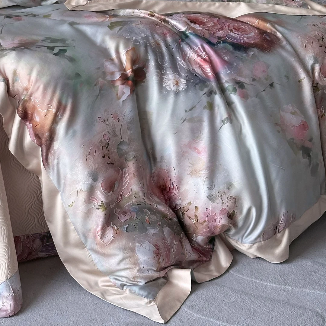 【罗密欧】四季被蚕丝被可机洗春秋被双面超细旦天丝棉印花四件套