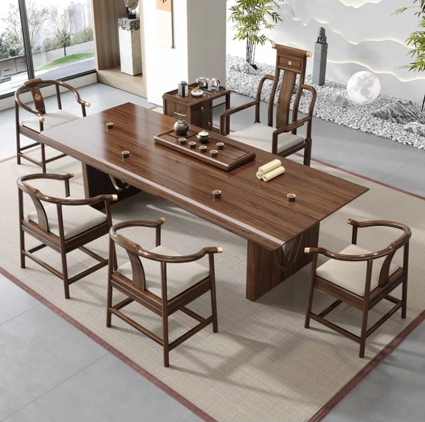 乌金大板办公家用泡茶桌茶台新中式【专属链接】茶桌椅组合