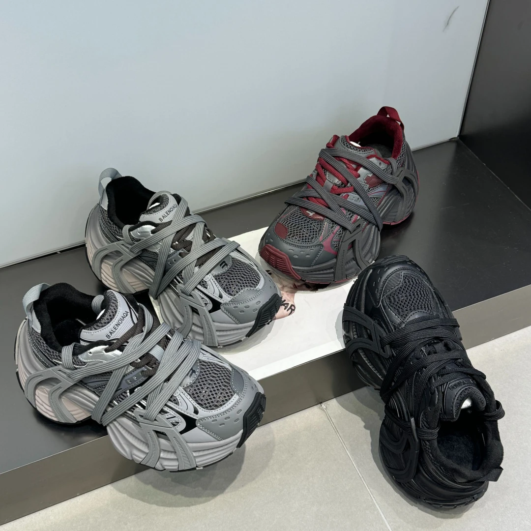 跟高5cm厚底老爹鞋女炸街款花式绑带休闲鞋秋冬加绒运动潮鞋8670B