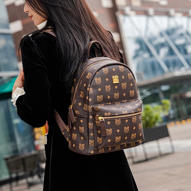 双肩包女2024秋冬新款大容量印花防水时尚百搭女士旅行背包1199