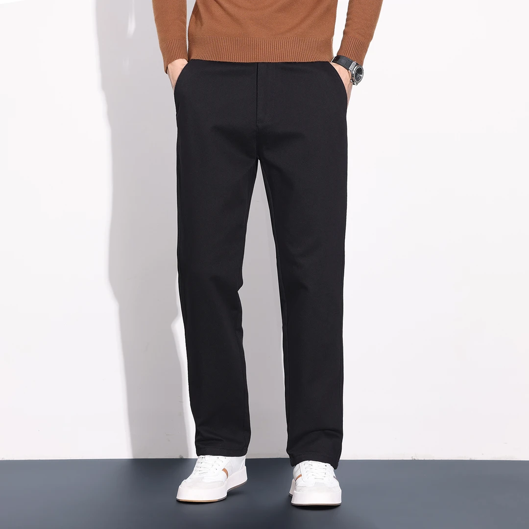 秋冬重磅厚款微宽松纯棉直筒休闲裤中高腰百搭舒适男长裤子