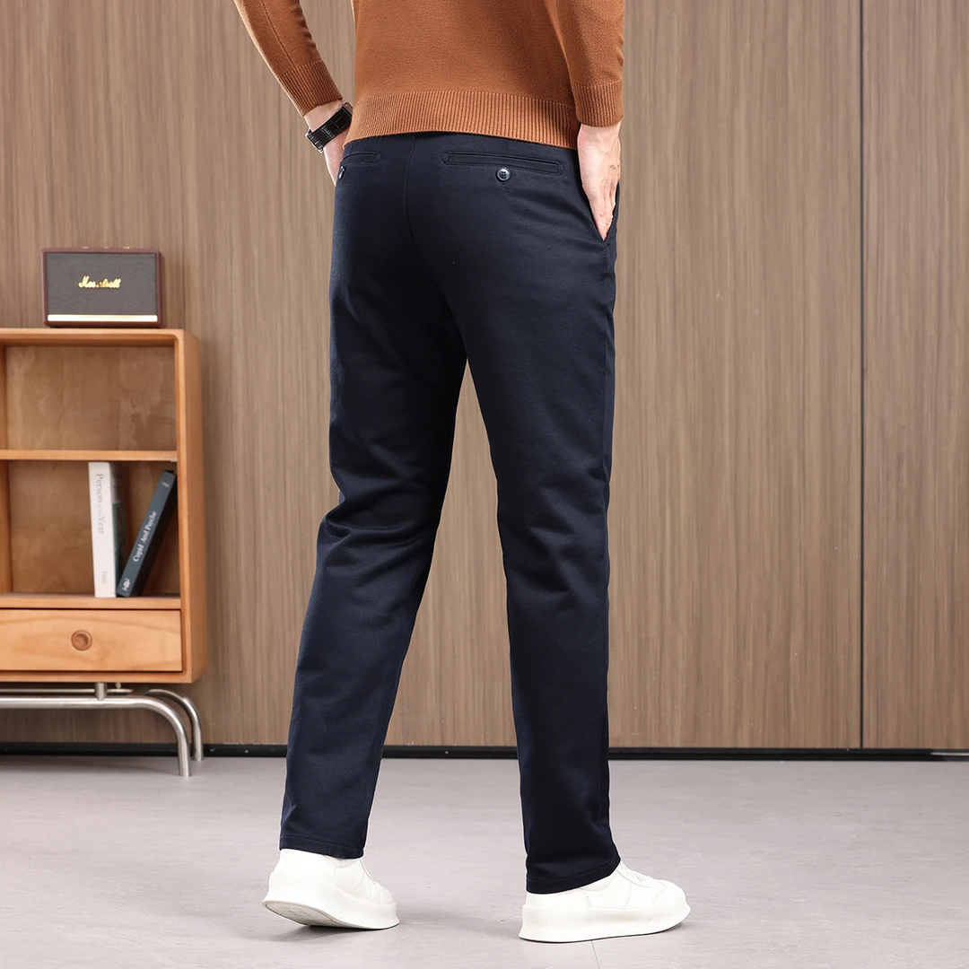 秋冬厚款莱赛尔直筒合体版休闲裤棉弹力微宽松商务百搭男裤