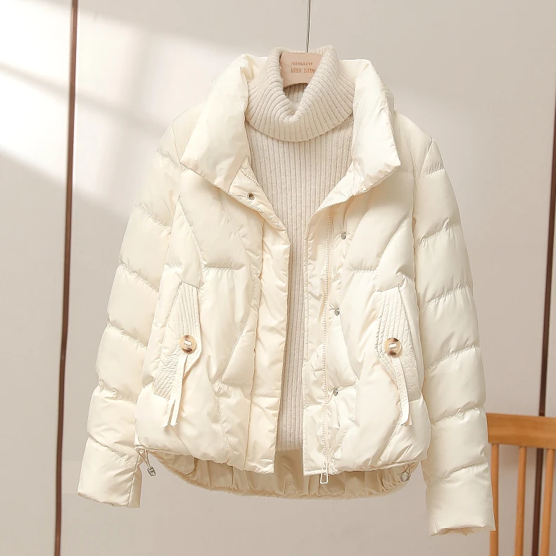 品牌断码2023年冬季新款羽绒服女短款立领修身气质小个子显瘦外套