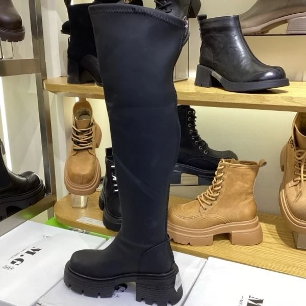 3107时尚长筒靴女秋冬新款增高厚底弹力显瘦过膝长靴