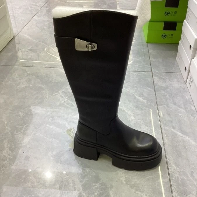 女鞋8961黑色冬季加绒厚底长筒秋冬高筒靴女靴