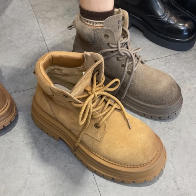 女鞋88887加绒二棉马丁靴时尚休闲百搭真皮复古大黄靴