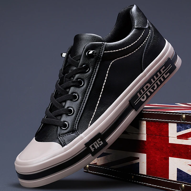 2024秋季新款男鞋时尚潮流休闲皮鞋低帮鞋套脚男士板鞋潮鞋*24857