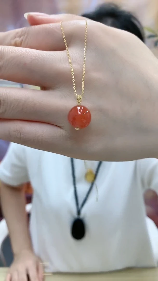 【闪购商品】南红玛瑙吊坠(不含链)18K金镶嵌dd@@南红玛瑙吊坠A05