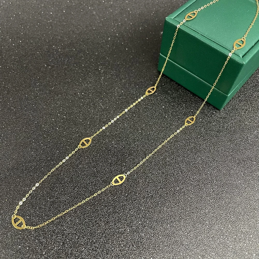 米拉奇 18K金项链猪鼻子时尚气质金色AU750项链A431