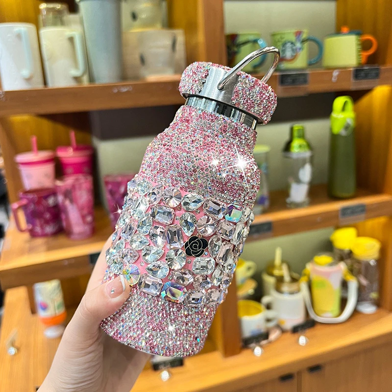 新款镶钻保温杯不锈钢网红钻石杯子高颜值杯水杯小香风简约满钻杯