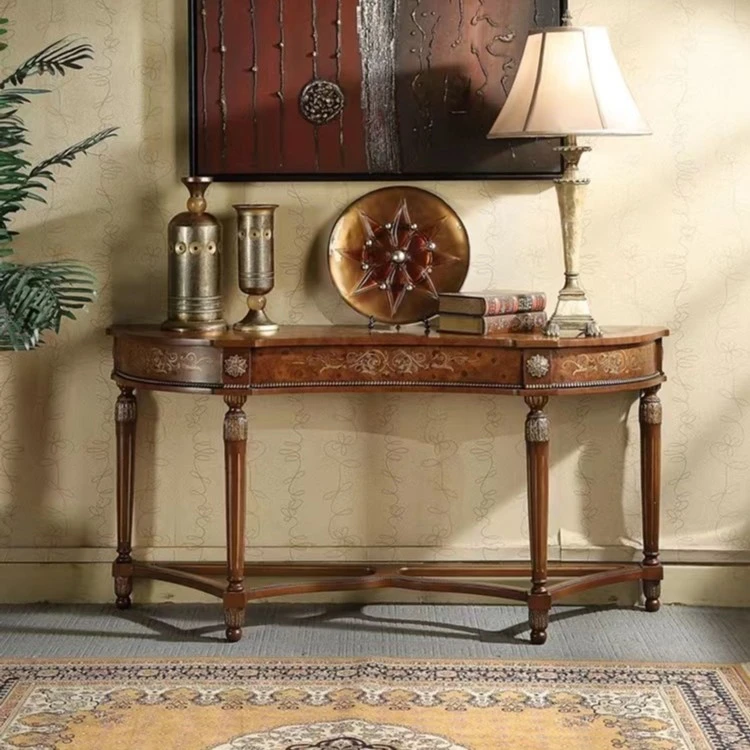 154*40*78 隔断柜沙发背几美式组装复古做旧彩绘靠墙桌玄关台