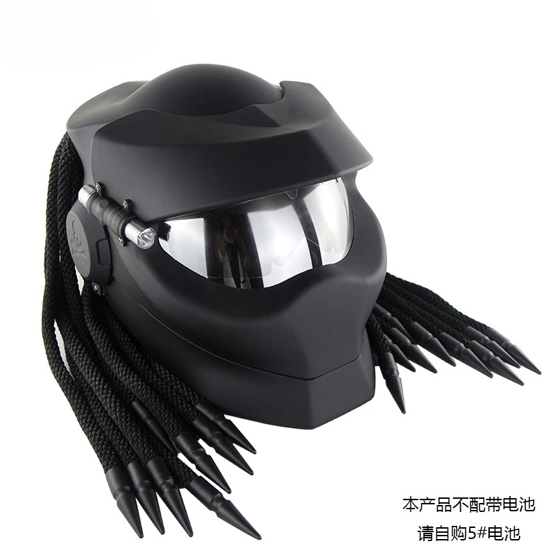 摩托车机车铁血战士哈雷复古式辫子盔激光灯SM头盔品牌磨砂黑色骑