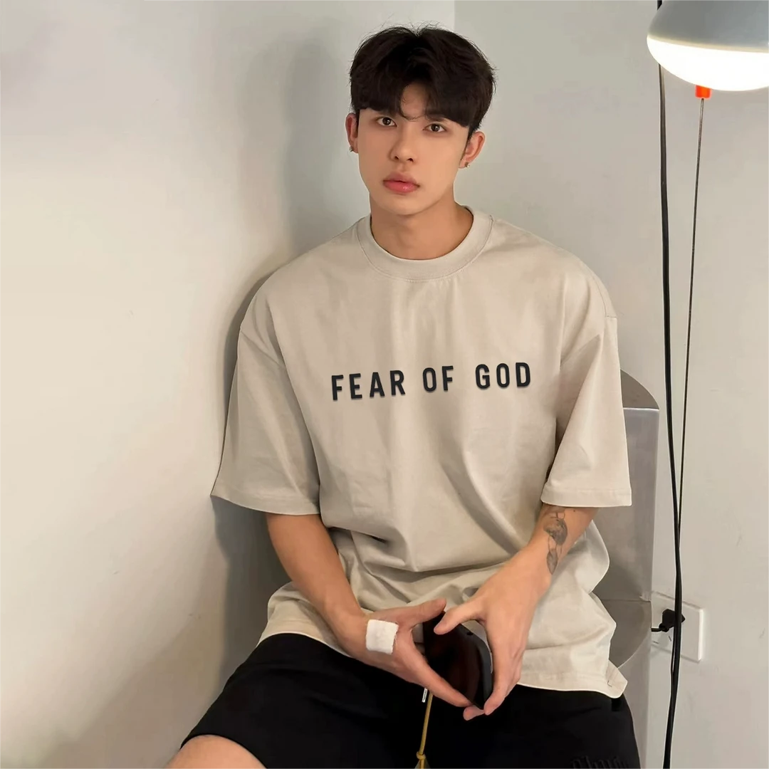 ESSENTIALSZON立体硅胶字母短袖T恤高街潮牌服装男女潮牌t恤男