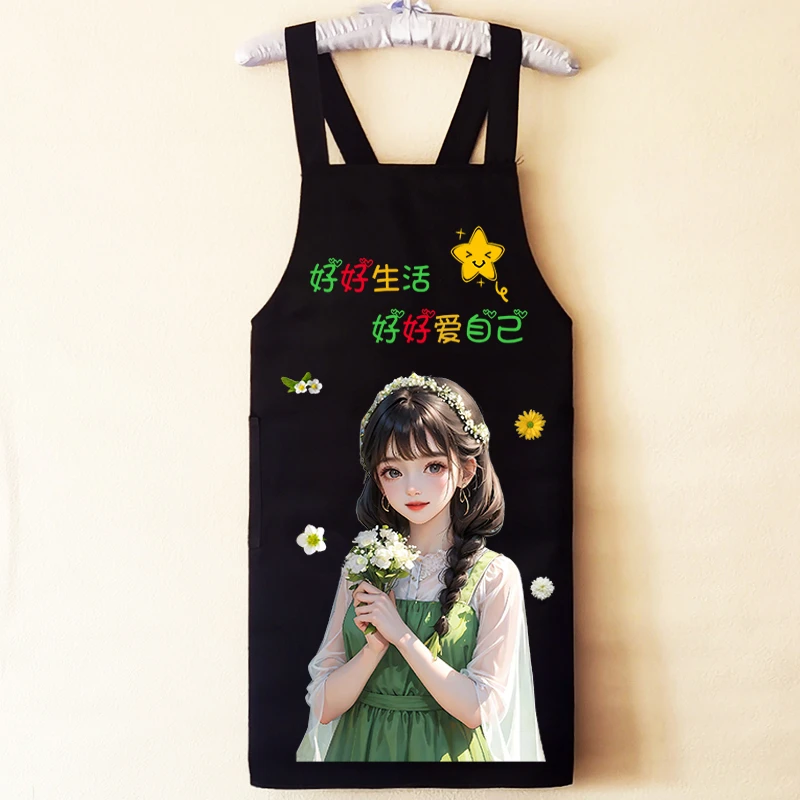 防水围裙女家用厨房做饭防油上班工作服网红创意围腰新款可爱罩衣