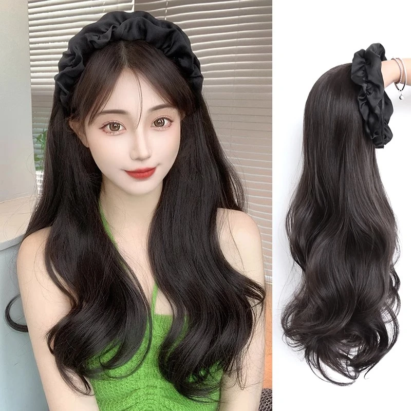 女长发发箍假发一体高颅顶仿真发卷发大波浪半头套接发假发片