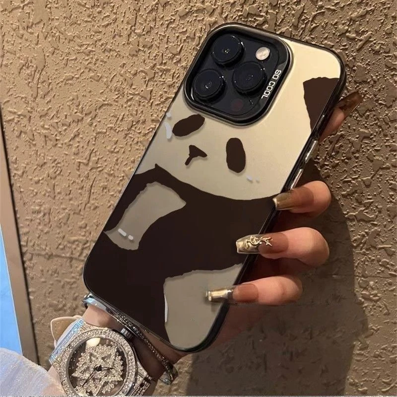 熊猫图案苹果15手机壳iphone14promax大孔13软边12元气壳11/xs/xr