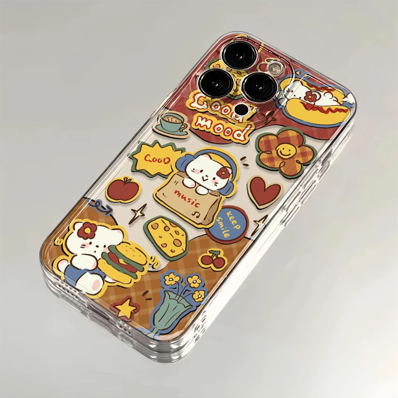 汉堡凯蒂猫适用苹果华为iPhone15/14promax/13/12手机壳xs太空壳