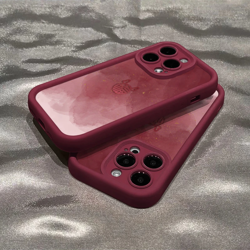 渐变龙年福字苹果15手机壳iphone14promax软13精钢砂12/11/xs/xs