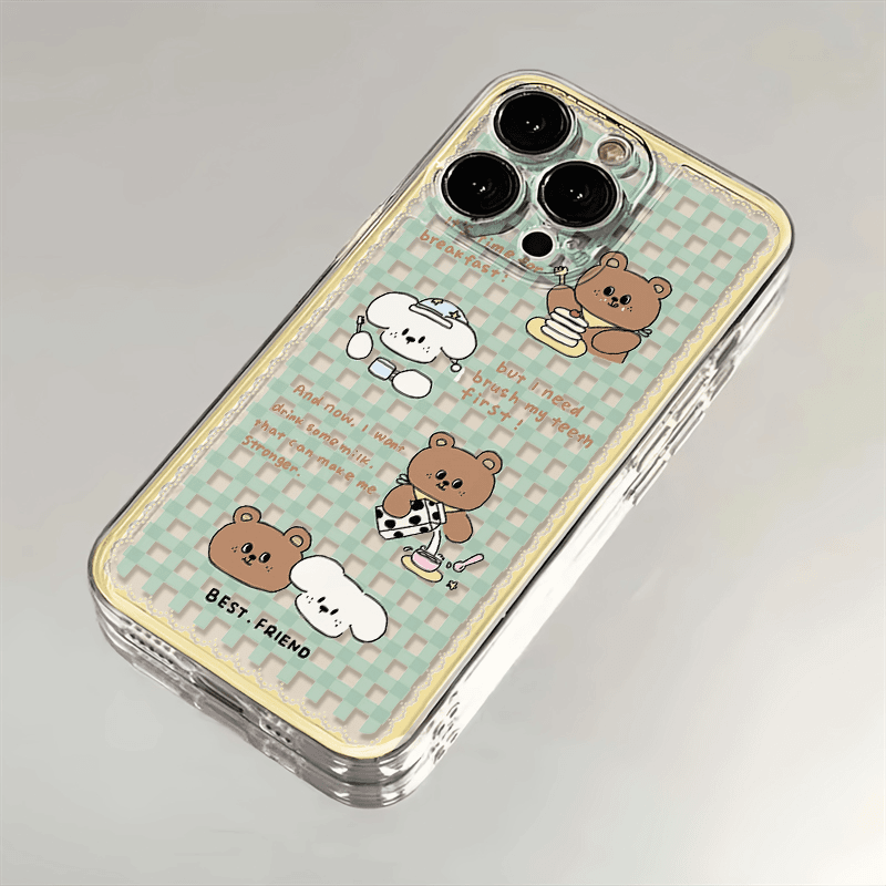小狗小熊朋友苹果华为iPhone15/14promax/13/12/11手机壳软太空壳