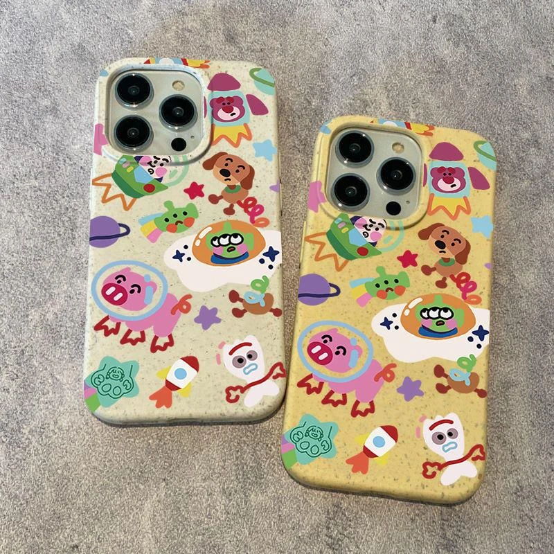 插画卡通苹果15小麦壳iphone14promax/13/12手机壳xs/xr软壳7/8