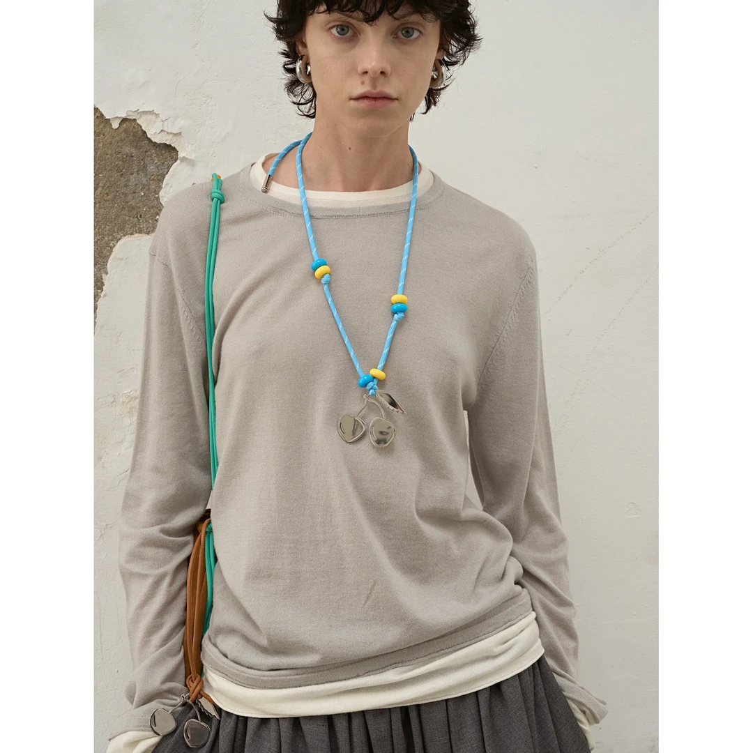 RedRef 假两件针织撞色长袖打底衫