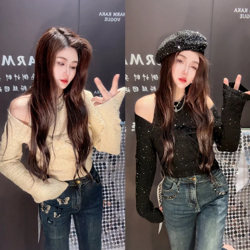 【可可西里】61849蝴蝶结毛衣+珠片背心两件套