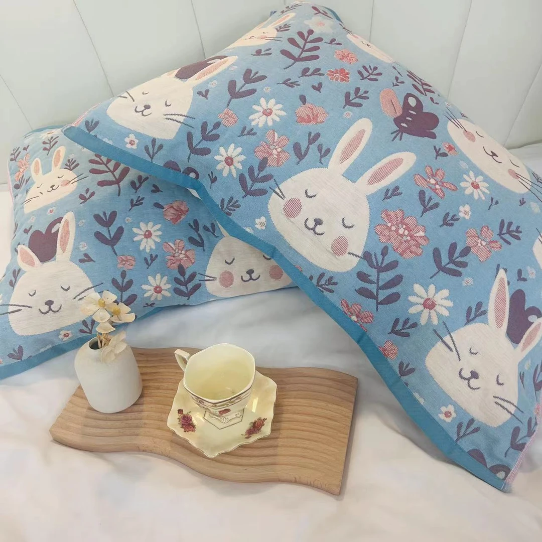 【枕巾-沉思兔】52*78高密纱布柔软透气