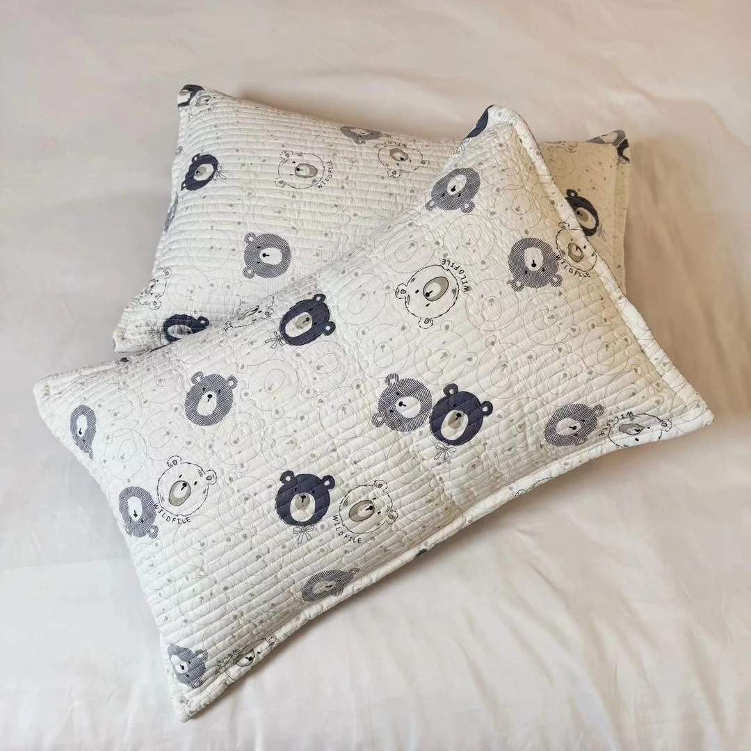 【满版熊头】48*74cm柔软加厚水洗棉布大枕套简约精梳