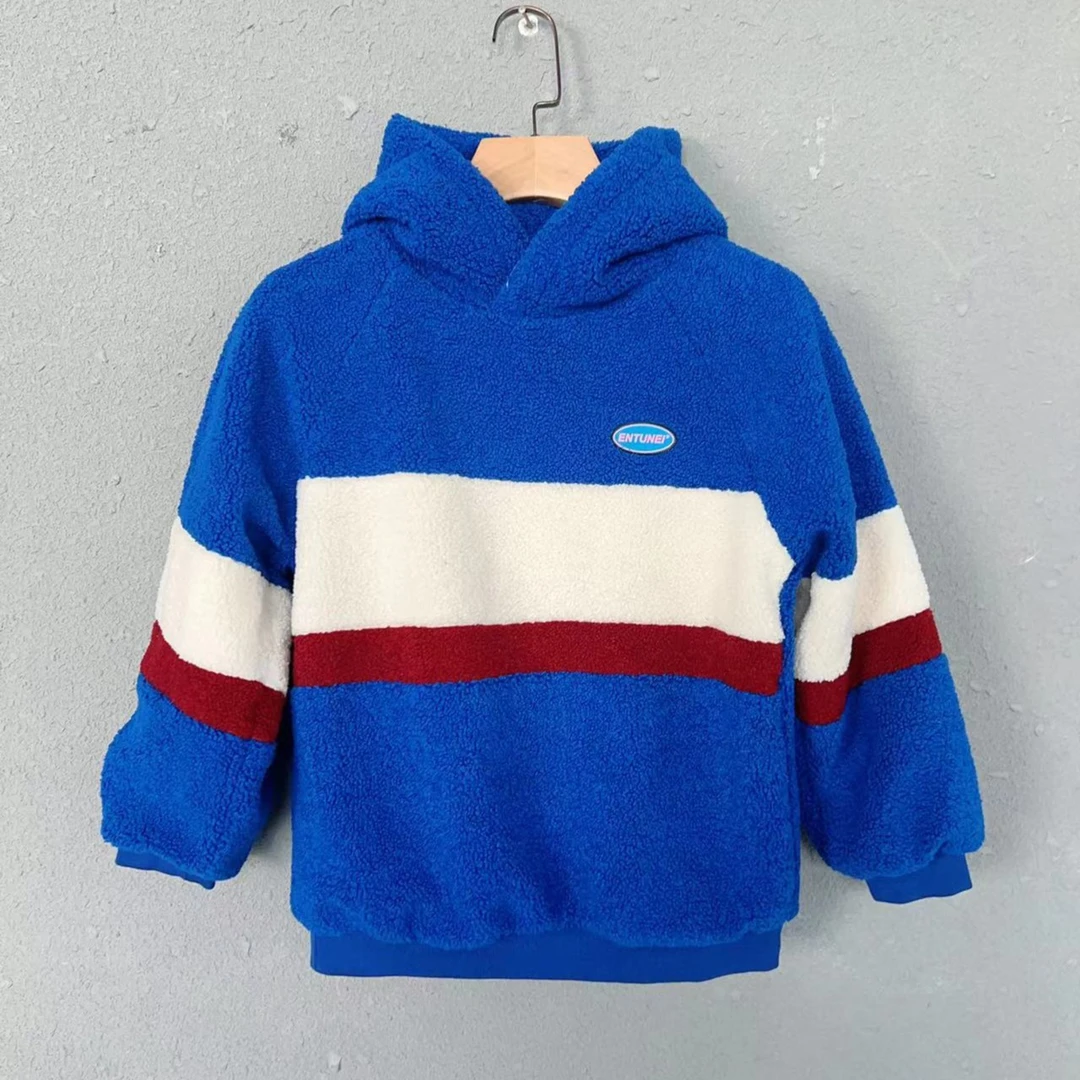 (乐宝清货）儿童泰迪绒拼色撞色加绒加厚卫衣套头40327-4