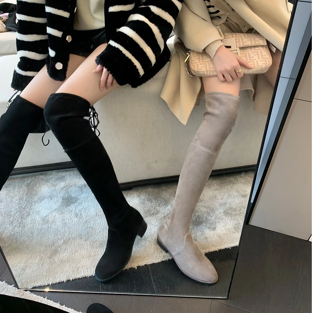 【宠儿分享】镇店之宝~秋冬SW粗跟长筒靴显瘦弹力靴长靴女过膝靴