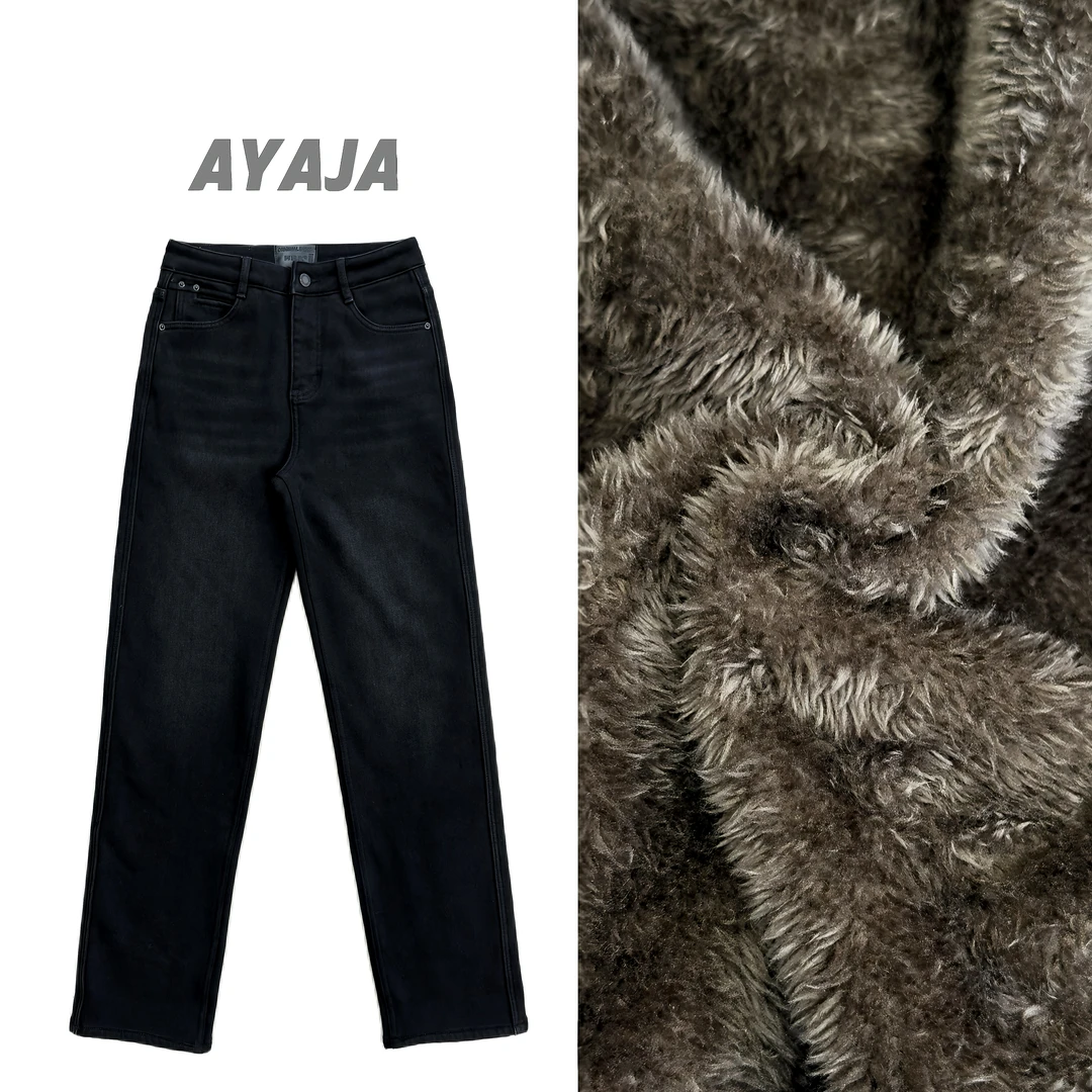 阿雅家97Y30电热毯（加厚泰迪绒）休闲百搭时尚加厚黑色加绒牛仔裤