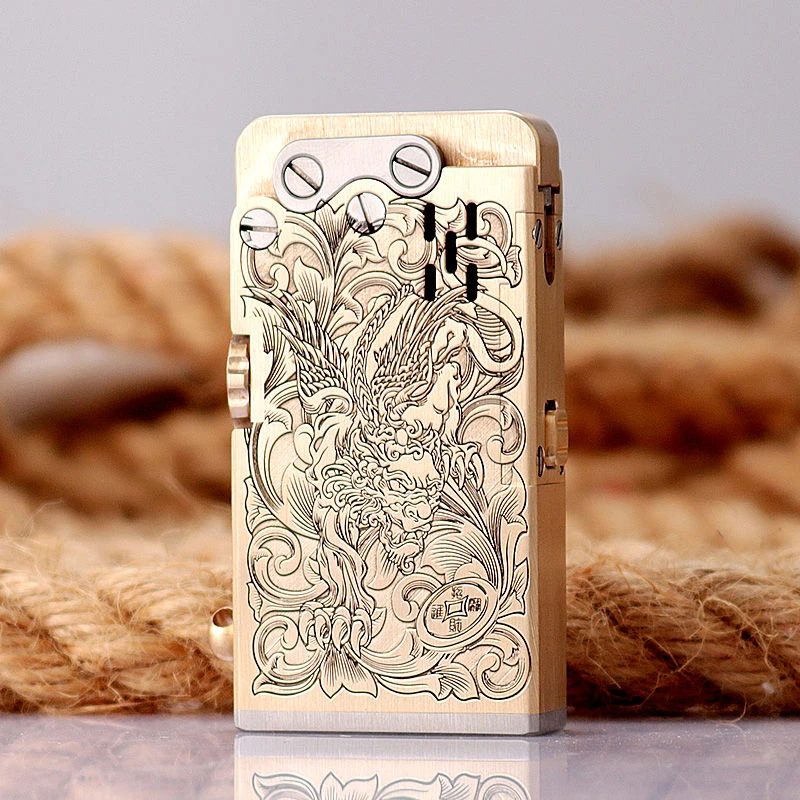 黄铜手工制作机械战甲龙舌煤油打火机自动点火貔貅高档收藏礼物男