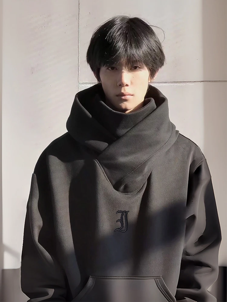 社恐人忍者堆堆领冲锋衣卫衣男连帽冬美式加绒加厚重磅硬挺休闲