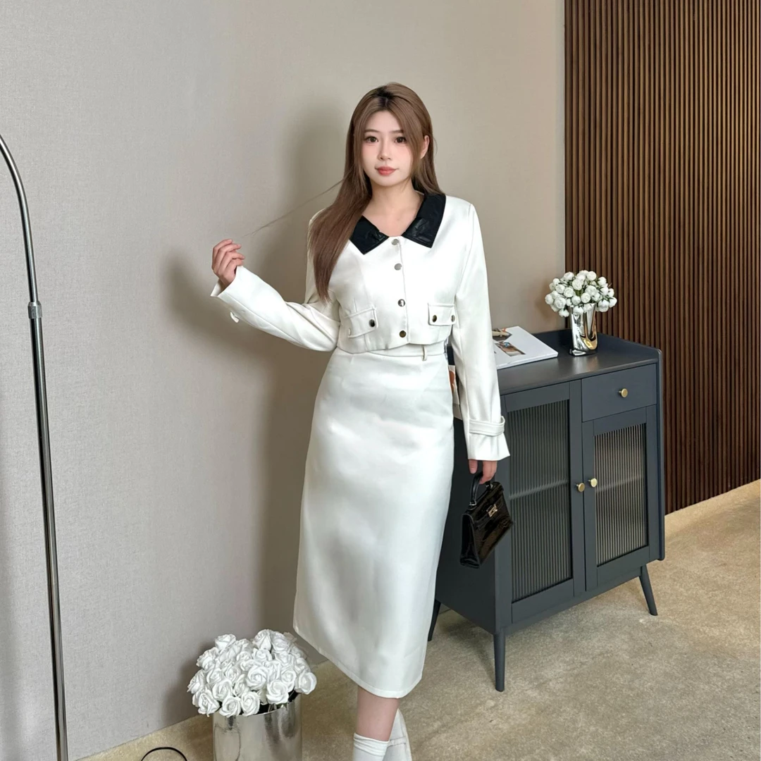 YU532024【山茶黎香-半裙】法式香风高腰显瘦百搭外套半裙套装