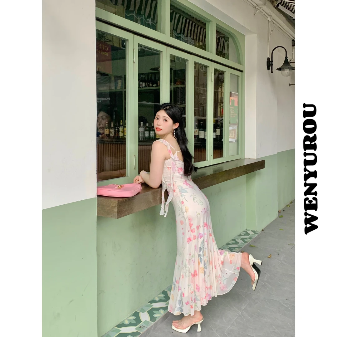 【现货】温与柔【夏梦花房】夏季连衣裙碎花显瘦微胖纯欲甜美高腰