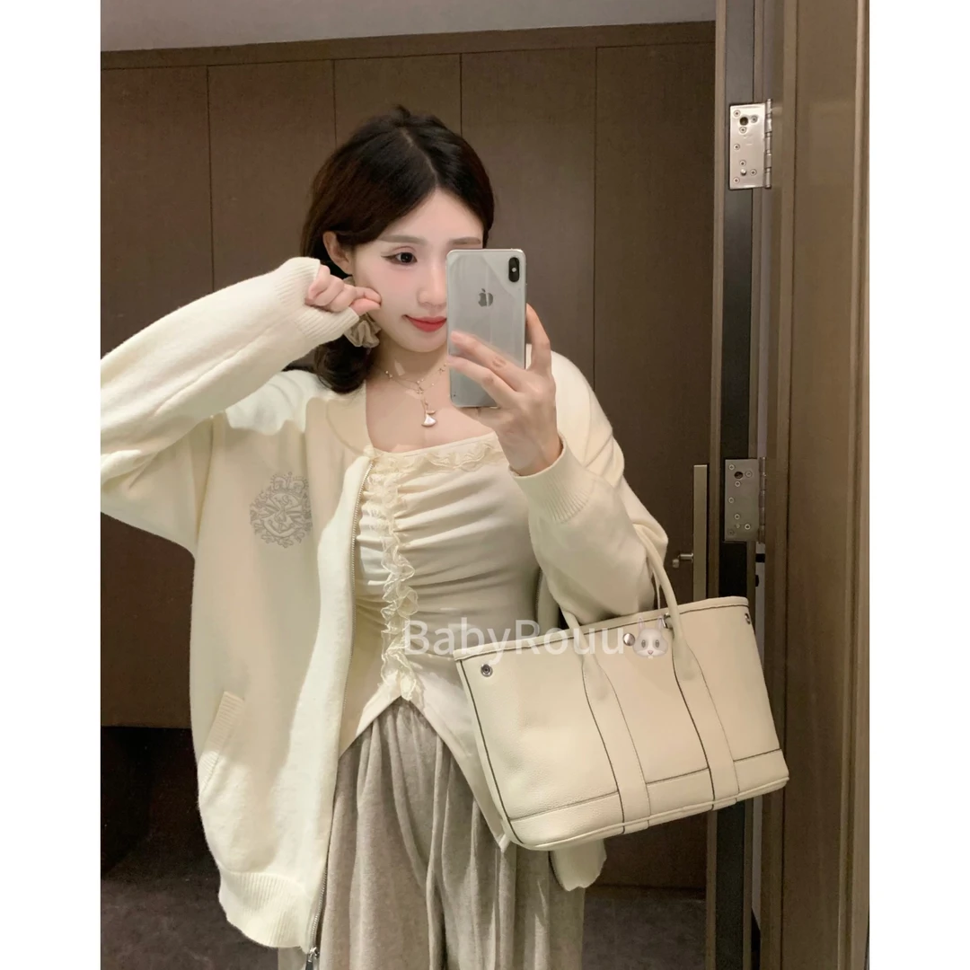 baby rouu【现货】【云朵绵绵】温与柔温柔风针织不规则蕾丝花边上衣