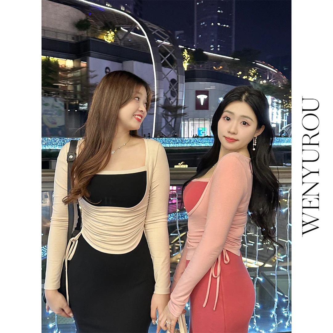 【现货】baby rouu【比例秘诀】连衣裙显瘦气质针织套装紧身纯欲感
