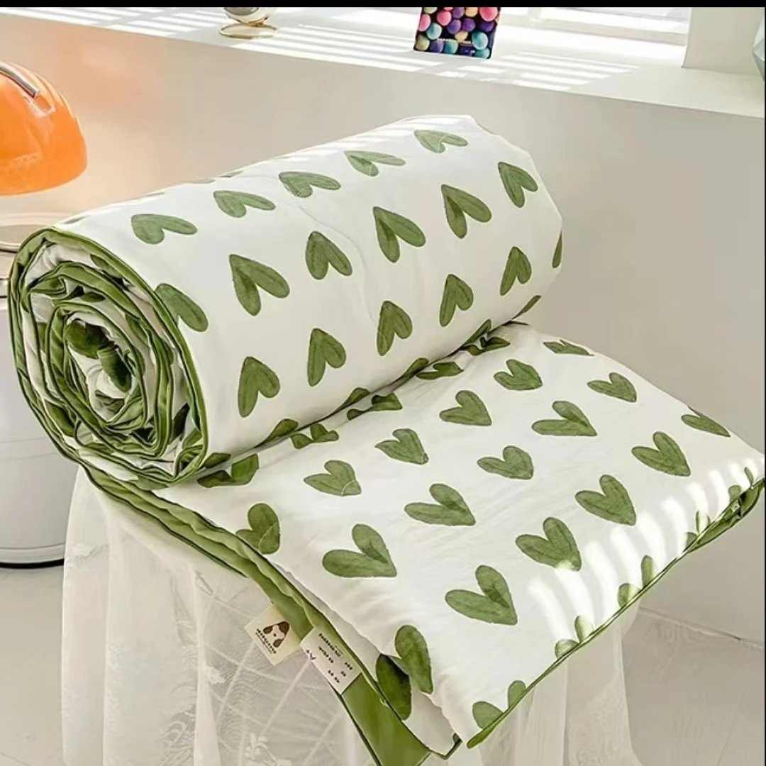【热销爆款 绿色心情被子 120*150】水洗棉面料 加厚 夏被